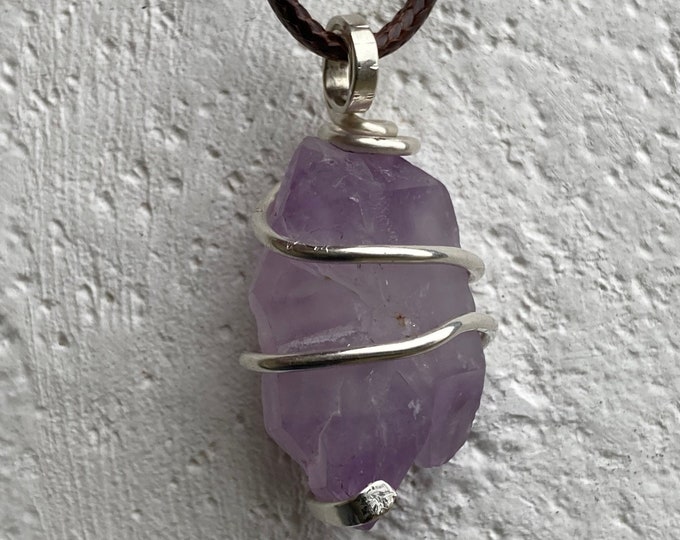 Amethyst Double Terminated  Pendant, Handcrafted Wire Wrap .925 Sterling Silver Gemstone Necklace, February Birthstone, Lilac Amethyst