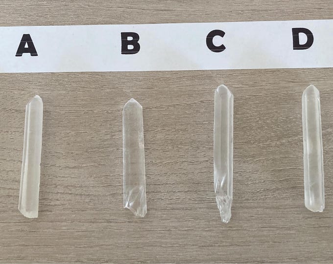 Quartz Crystal Wand Points, Clear Quartz Crystal 2+" long, Natural Unpolished Clear Quartz Crystal Wands , Long Crystal Quartz Points