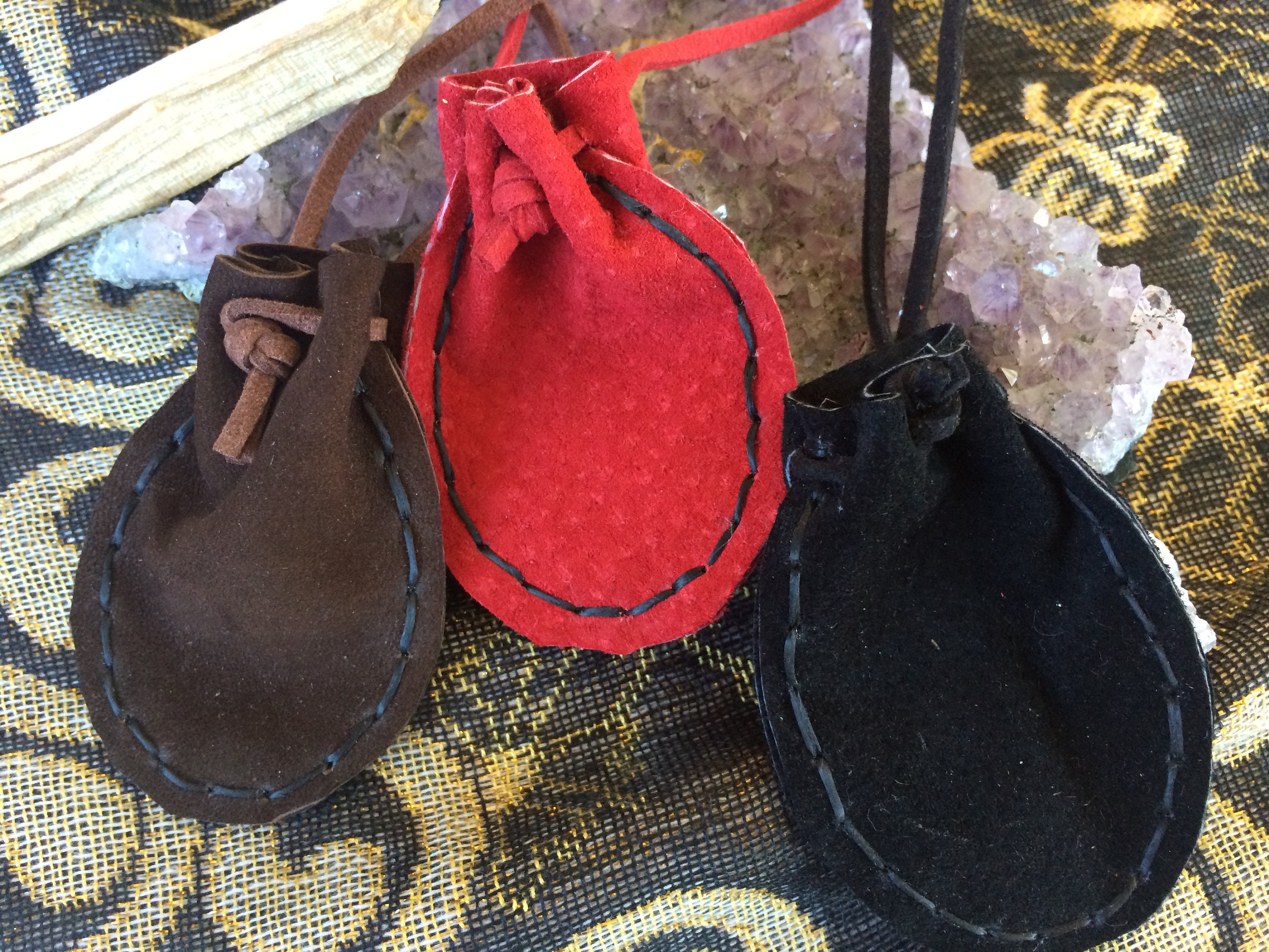 Leather crystal pouch sale