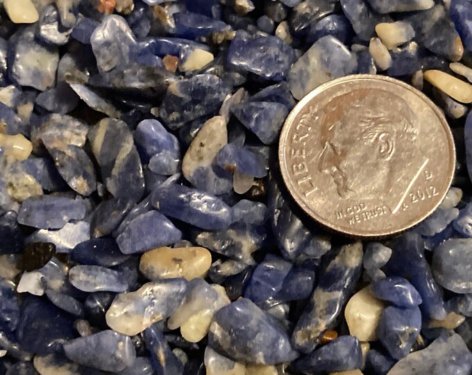 Blue Lapis Lazuli Gemstone Pebbles, 1 oz. Lot, VERY tiny undrilled tumbled stone chips for gem trees,  elixirs, orgone, crystal grid, candle