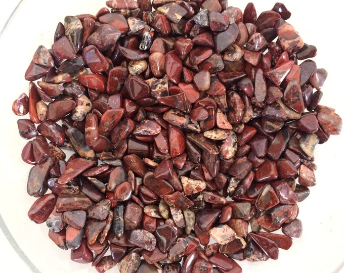 Red Brecciated Jasper Small Gemstone Pebbles lot of 100 tiny undrilled gemstone chips for stone trees, candles, crystal grid, charms, orgone