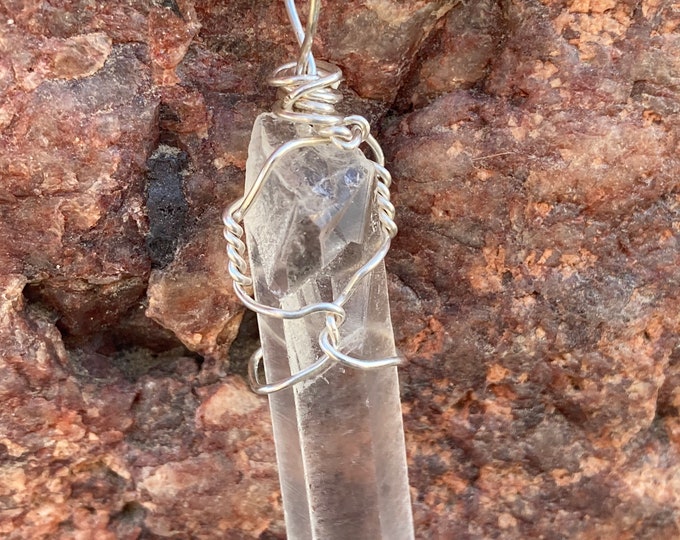 Receiver Quartz Crystal Point Sterling Silver Wire Wrap Pendant, Necklace, Natural Raw Crystals, Handmade Jewelry, Gemstones, Reiki, Healing