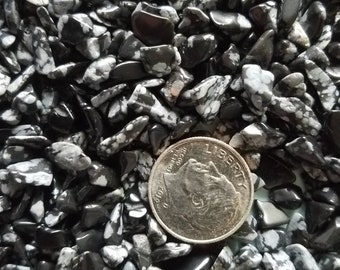 Tiny Snowflake Obsidian 1 Oz. Very Small Gemstone Pebbles tumble polished stone chips for gem trees, charms, candles, crystal grids, orgone