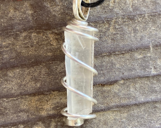 Empath Quartz Crystal and .925 Sterling Silver Spiral Wire Wrap, Pendant, Wire Wrapped Crystal Necklace, Quartz Point Pendant, Handcrafted