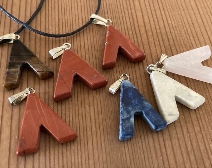 You Pick! Tee-Pee Chevron Shape Gemstone Pendant, Carved  Stone Necklace on Adjustable Cord, Healing Stones, Gemstone Jewelry