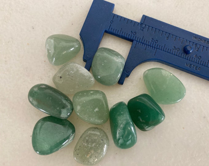 Green Aventurine tumbled stones lot of 10, small size 3/4" - 1" Aventurine green quartz crystal gemstone for crystal grids, chakras, jewelry