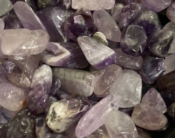 Amethyst 1/2 Pound Tumbled Gemstones, Mixed Size Mixed Grade, medium and small size tumbled stones crystal grids, candles, elixir
