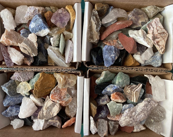 1/2 lb. Gemstone Rough Mix, Lapidary Rough, Cutting or Polishing, Assorted Gems, Crystals, Natural Mineral Specimen, Free US Shipping