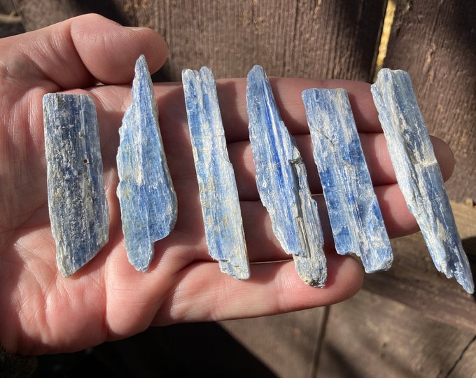Blue Kyanite Blades, Natural Rough Kyanite Gemstone, Raw Unpolished Kyanite Crystal Mineral Specimen, Cleansing Reiki Chakra Healing Stone