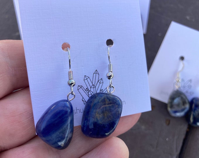 Blue Sodalite Handcrafted Polished Nugget Drop Earring, Handmade Jewelry
