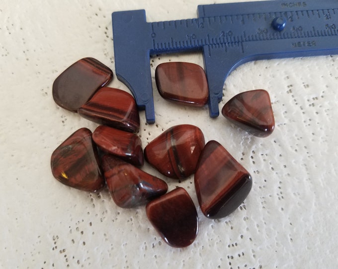 Red Tiger Eye lot of 10 tumbled stones small size 1/2" avg Tiger Eye cat's eye crystal gemstone for crystal grids, jewelry making, crafts