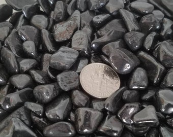 Lodestone Magnetite Small Gemstone Pebbles Lot of 30 tiny undrilled chips, black metallic small tumbled stones gem trees candles crystal gri