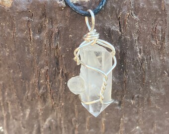 Quartz Crystal Point Sterling Silver Wire Wrap Pendant, Necklace, Natural Raw Crystals, Handmade Jewelry, Gemstones, Reiki, Healing