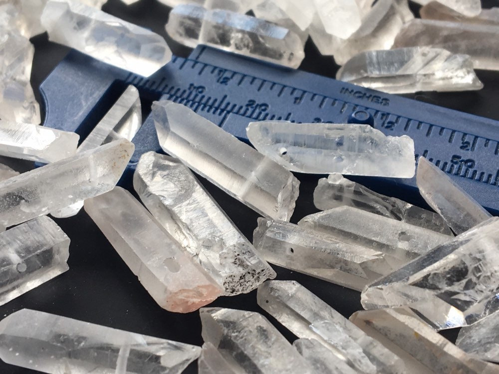 Drilled Quartz Crystal Points Lot of 10 Clear Quartz Crystals Etsy