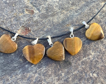 Gouden Tijger Oog Hart Ketting, Tijgers Oog Natuurlijke Edelsteen Hanger, Kristal Ketting, Edelsteen Sieraden Hart Vorm Charme, Kraal, Hanger