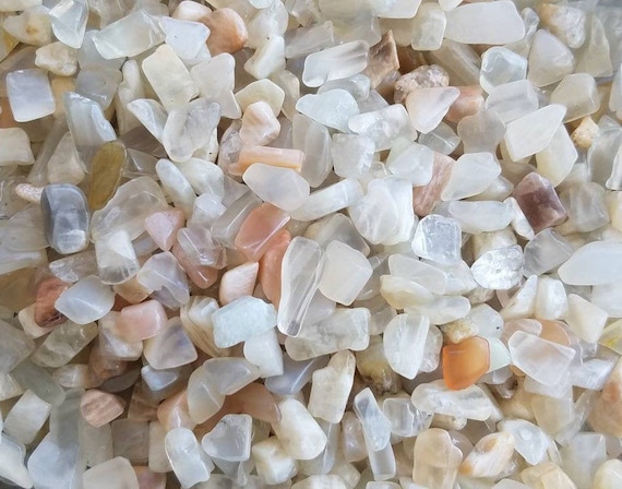 Moonstone Tiny Gemstone Pebbles, undrilled chips lot of 100 tumbled stones, Moonstone feldspar small pieces for crystal grids, orgonite