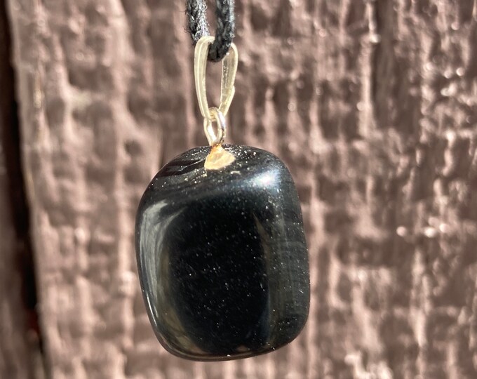 Black Onxy Freeform Nugget, Polished Black Onyx Stone Necklace, Freeform Black Onyx Pendant, Freedom Polished Black Onyx Necklace