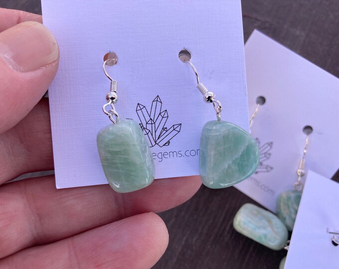 Amazonite Handcrafted Polished Nugget Drop Earring, Handmade Jewelry