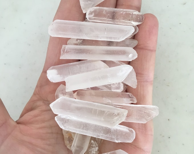 Quartz Crystal Points, Clear Quartz Crystal Lots, Quartz Points long thick crystals > 1.5" length, 8-10mm wide Madagascar Quartz Crystal