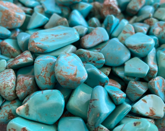 Turquoise Dyed Magnesite, Lot of 30 Turquoise Blue Pebbles bulk lots tiny undrilled gemstone chips crystal grids, candles, elixir, oils