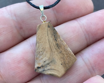 Desert Jasper Freeform ketting met koord, gesneden edelsteen hanger, gepolijste Jasper Freeform Drop, Picture Jasper Gemstone Charm