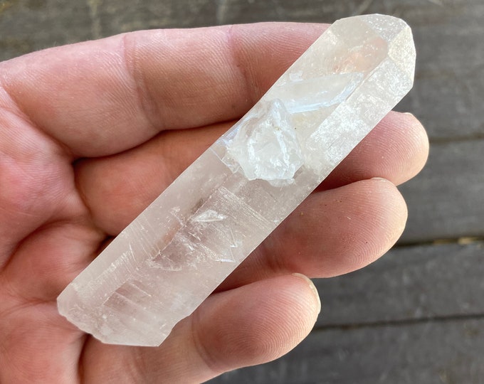 Clear Quartz Crystal Point, 3 1/2" Small Crystal Wand Point, Natural Unpolished Lemurian Seed Crystal Meditation Reiki