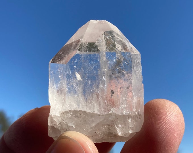 Quartz Crystal Point Tip, Raw Unpolished Natural Unpolished Rough Quartz Gemstone Pocket Piece, Reiki, Chakra, Meditation, Crystal Grids