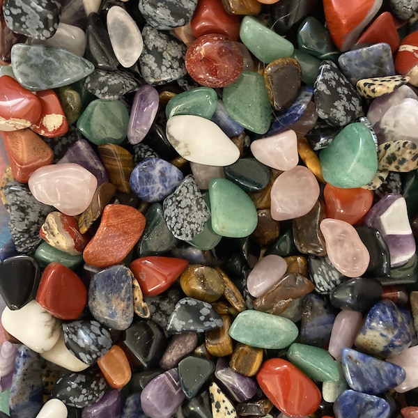 1 Pound Mixed Gemstone Tumbles, A Grade, Crystal Confetti, Gemstone Floor-Sweepings, Free US Shipping