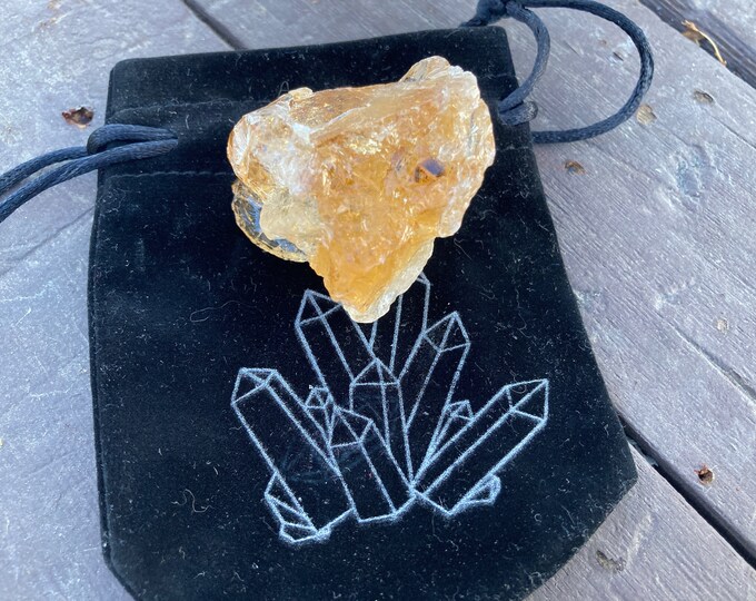 Yellow Citrine Raw Crystal With Plush Bag, Natural Gemstone Rough Unpolished Mineral Specimen, Reiki Healing Stones, Crystal Energy Chakra4