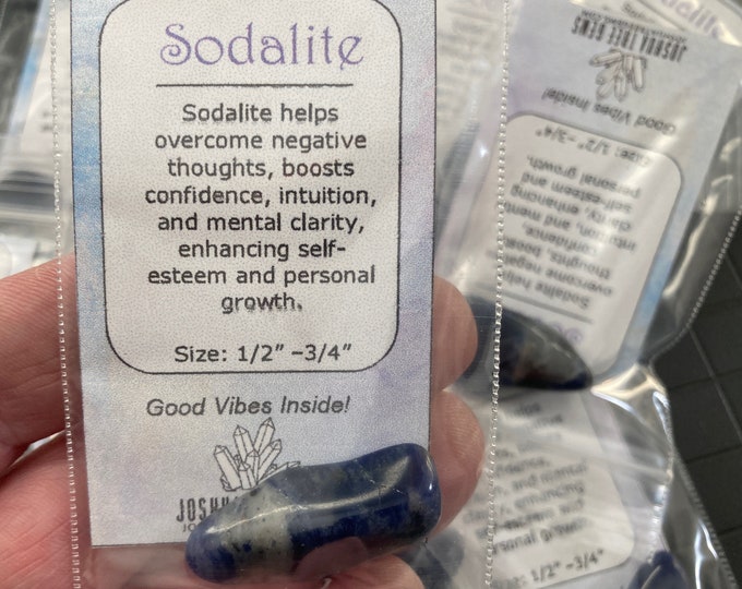 Blue Sodalite Small Tumbled Stone, Spirit Property Card, Natural Gemstone Specimen Tumble Polished Sodalite, Crystal Grid, pocket piece,