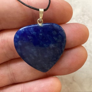 Blue Howlite Heart Necklace, Blue Heart Gemstone Pendant, Heart Shape Pendant Crystal Necklace, Howlite Heart Charm on Adjustable Cord