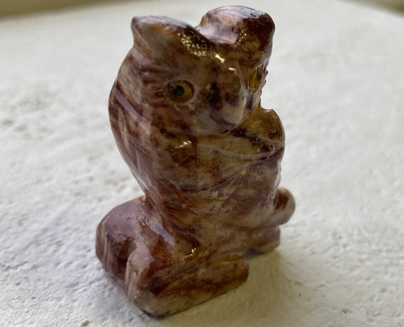 Carved Stone Animal Altar Piece Carved Soapstone Owl Animal Totem Gemstone OwlBird Figurine Stone Owl Spirit Animal Totem