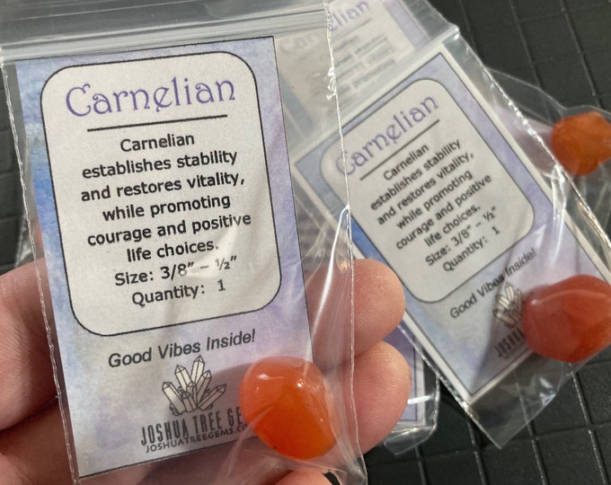 Orange Carnelian Gemstone Tumbled, lot of 1 (one) tumble polished stone, Orange Carnelian 3/8" - 1/2"+, charms, candles, pocket pieces