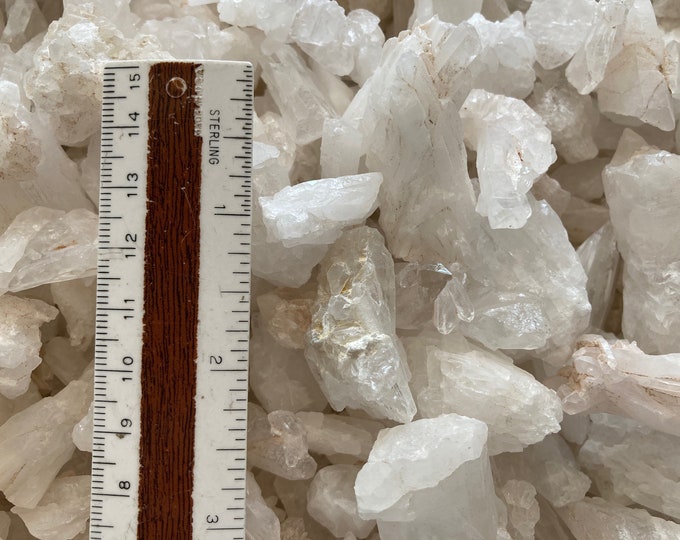 Rock Quartz Rough 1/2 lb. Mixed Size and Grade, White Rock Quartz Mixed-Size Stone Chunks & Pieces, 1/2"-1" Natural Unpolished Crystals