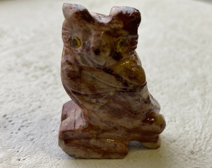 Carved Soapstone Owl Animal Totem, Gemstone Owl/Bird Figurine, Carved Stone Animal Altar Piece, Spirit Animal Totem, Stone Owl