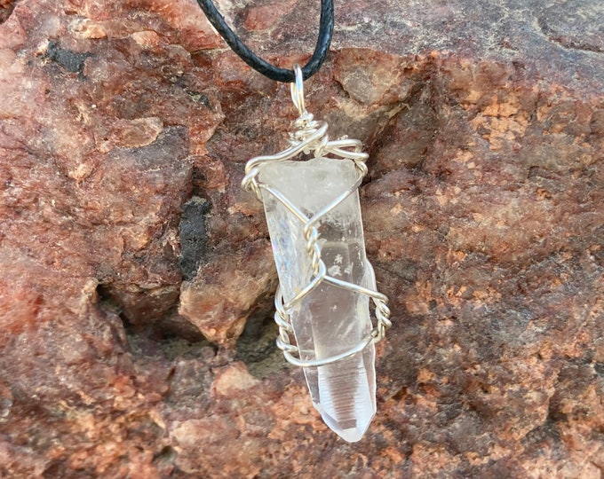 Laser Quartz Crystal Point Sterling Silver Wire Wrap Pendant, Necklace, Natural Raw Crystals, Handmade Jewelry, Gemstones, Reiki, Healing
