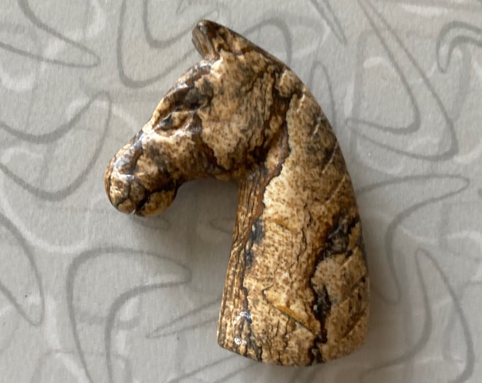 Picture Jasper Carved Gemstone Horse, Natural Gemstone Carving, Desert Jasper Horse Animal Totem