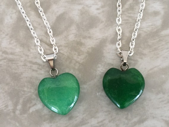 Heart pendant-Green Aventurine gemstone Pendant w/ silver bail