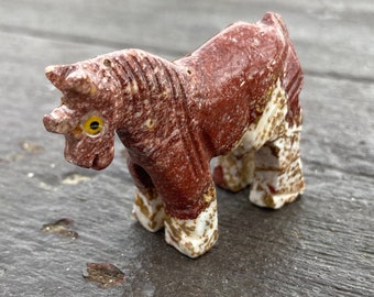 Carved Soapstone Short-Horn Unicorn Animal Totem, Gemstone Mini-Horn Unicorn Figurine, Carved Stone Animal Altar Piece, SoapStone Unicorn