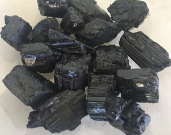 Black Tourmaline Crystals, Natural Rough Unpolished Black Tourmaline Gemstone, Black Stone Raw Crystal, Protective, Negativity Clearing Gem