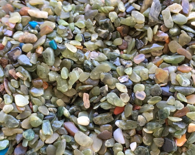 Tiny Green Nephrite Jade Gemstone Pebbles 1oz Mixed Other tiny undrilled tumbled gemstone chips for gem trees, candles, crystal grids