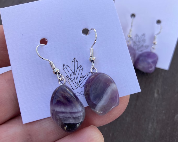 Amethyst Handcrafted Polished Nugget Drop Earring, Handmade Jewelry