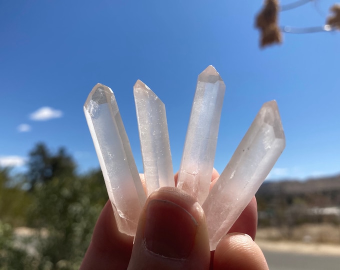 Quartz Crystal Natural Raw  Points, Clear Quartz Crystal 1+" long, Unpolished Clear Quartz Crystal Wands , Long Thin Pencil Quartz Points