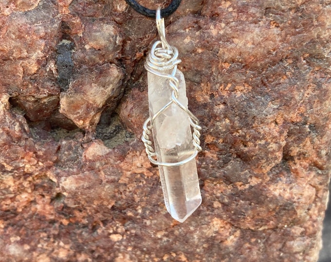 Quartz Crystal Point Sterling Silver Wire Wrap Pendant, Necklace, Natural Raw Crystals, Handmade Jewelry, Gemstones, Reiki, Healing