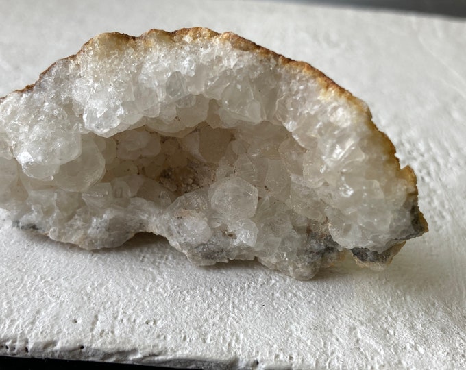 Small Geode - Palm Size Quartz Crystal, Agate Geode Half - Natural Stone, Raw Unpolished Mineral, Rough Gemstone, Reiki & Chakra Healing