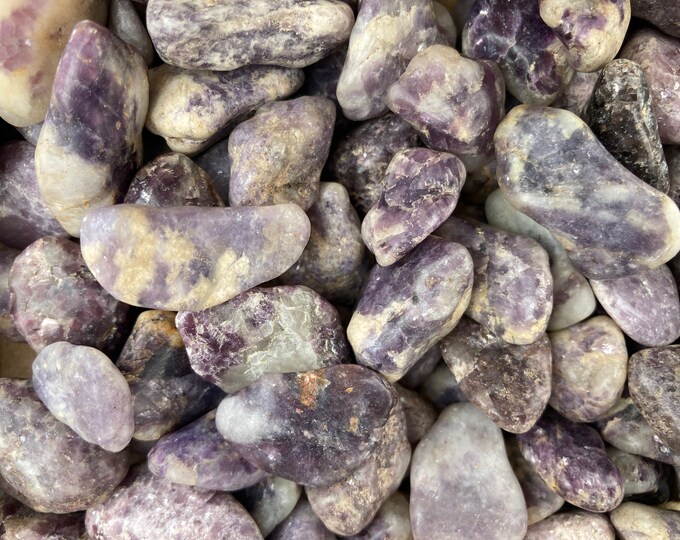 1/2 lb. Purple Lepidolite Small Undrilled Stones, Mica Lepidolite Tumbles, small tumbled stones for crystal grids, orgonite