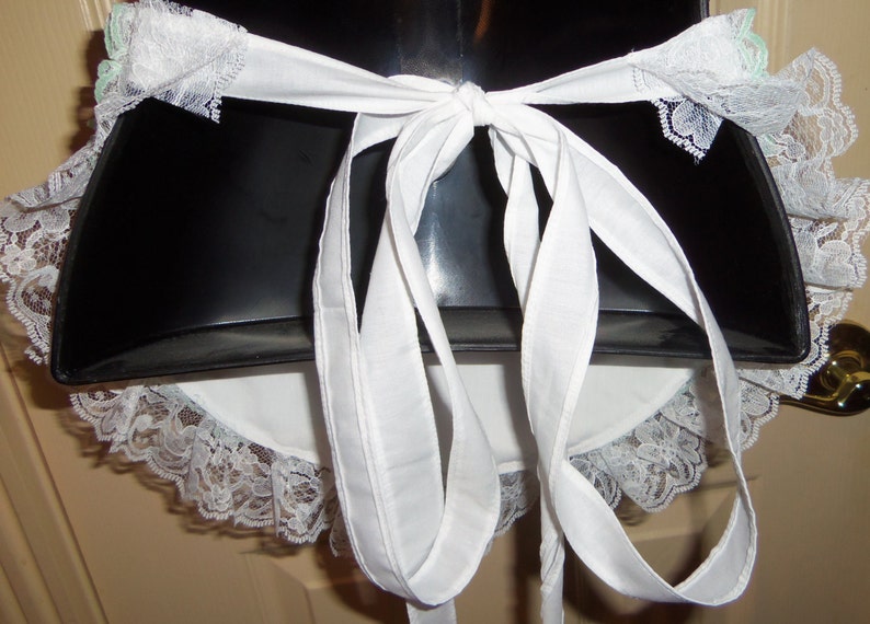 One Size Fits Most White on White And Mint Green Laced Maid/'s Costume Apron