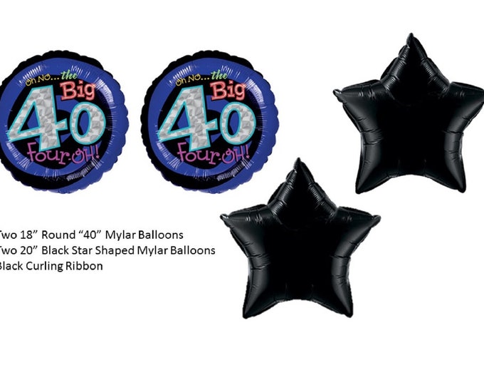 40th Birthday Balloon Bouquet, Oh No the Big 40 Balloons