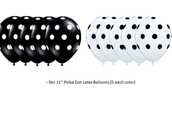 Black and White Polka Dot Latex Balloons