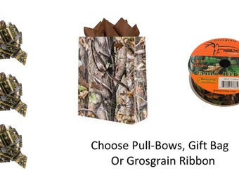 Next Camo Ribbon, Camouflage Ribbon, Camouflage  Grosgrain Ribbon, Camouflage Gift bag, camouflage Bows